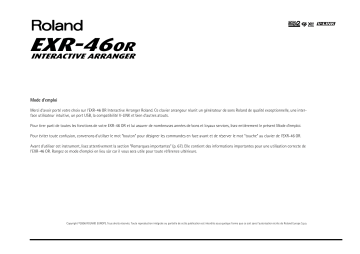 Manuel du propriétaire | Roland EXR-46 OR Manuel utilisateur | Fixfr