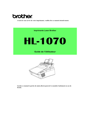 Manuel du propriétaire | Brother HL-1070 Manuel utilisateur | Fixfr