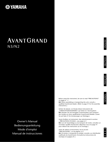 Manuel du propriétaire | Yamaha AVANT GRAND N-3 Manuel utilisateur | Fixfr