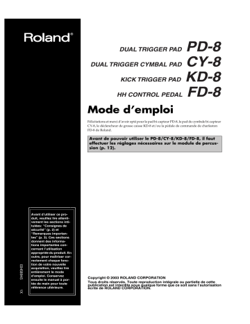 Manuel du propriétaire | Roland PD-8 Manuel utilisateur | Fixfr