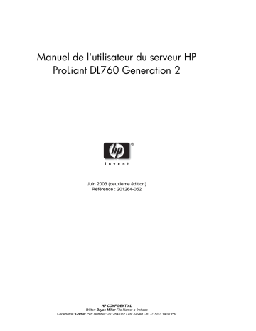 Manuel du propriétaire | HP PROLIANT DL760 G2 SERVER Manuel utilisateur | Fixfr