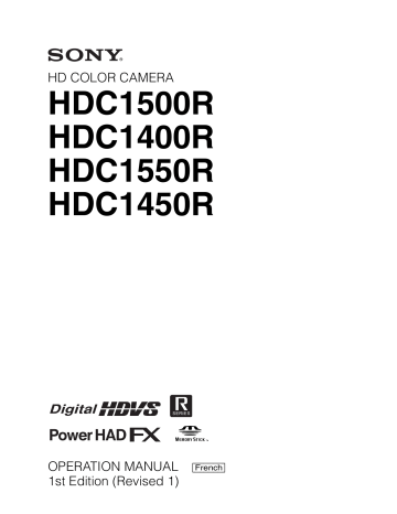 HDC-1400R | HDC-1550R | HDC-1450R | Mode d'emploi | Sony HDC-1500R Manuel utilisateur | Fixfr