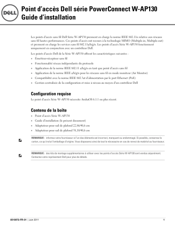 Dell W-AP134/135 Guide de démarrage rapide | Fixfr