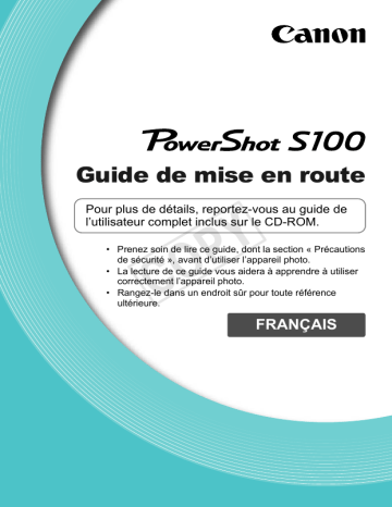 Mode d'emploi | Canon PowerShot S100 Manuel utilisateur | Fixfr