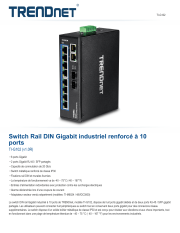 Trendnet TI-G102 10-Port Hardened Industrial Gigabit DIN-Rail Switch Fiche technique | Fixfr