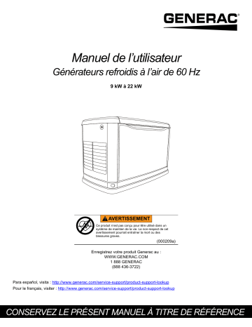 Generac 11 kW 007033R0 Standby Generator Manuel utilisateur | Fixfr
