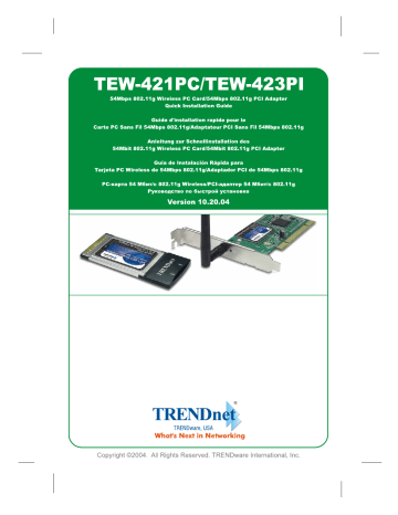 TEW-423PI | Trendnet TEW-421PC 54Mbps 802.11g Wireless PC Card Manuel utilisateur | Fixfr