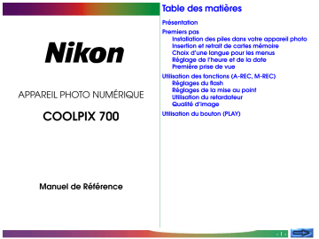 Manuel du propriétaire | Nikon Coolpix 700 Manuel utilisateur | Fixfr