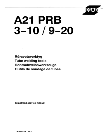 PRB 9-20 - A21 PRB 3-10 | PRB 3-10 | ESAB A21 PRB 9-20 Manuel utilisateur | Fixfr
