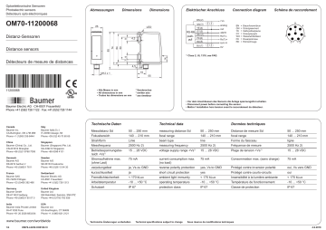 Mode d'emploi | Baumer OM70-L0250.HH0180.VI Distance sensor Manuel utilisateur | Fixfr