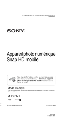 Bloggie MHS PM1 | Snap HD Mobile Bloggie MHS PM1 | Sony MHS-PM1 Mode d'emploi | Fixfr