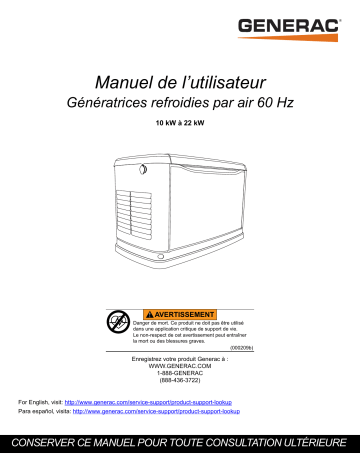 Generac 13kW G0071750 Standby Generator Manuel utilisateur | Fixfr
