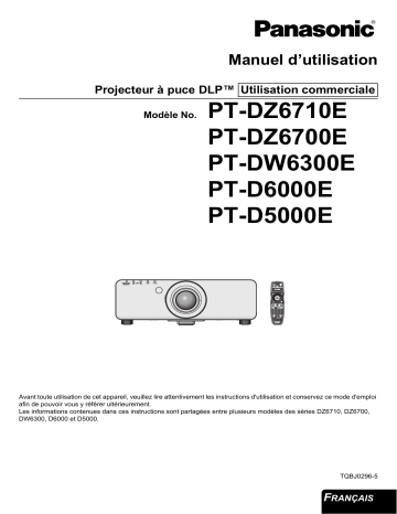 Manuel du propriétaire | Panasonic PT-D5000E Manuel utilisateur | Fixfr