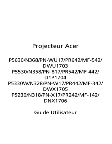 Manuel du propriétaire | Acer P5530i Manuel utilisateur | Fixfr