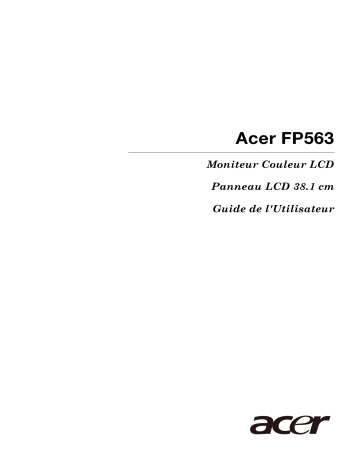 Manuel du propriétaire | Acer FP563 Manuel utilisateur | Fixfr