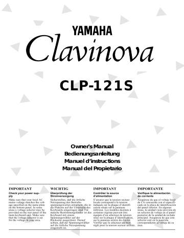 Manuel du propriétaire | Yamaha CLP-121S Manuel utilisateur | Fixfr
