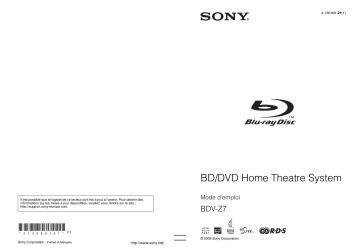 Manuel du propriétaire | Sony BDV-Z7 Manuel utilisateur | Fixfr