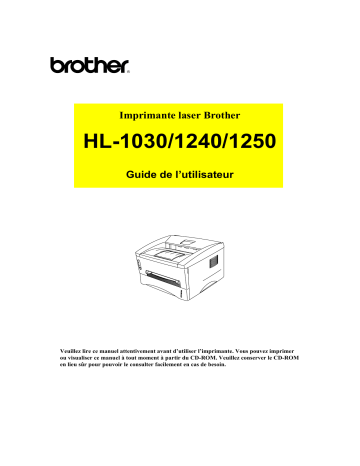 Manuel du propriétaire | Brother HL-1030 Manuel utilisateur | Fixfr