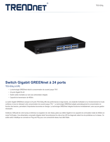 Trendnet TEG-S24g 24-Port Gigabit GREENnet Switch Fiche technique | Fixfr