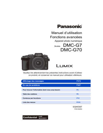 DMC G70 | Panasonic DMC G7 Manuel utilisateur | Fixfr