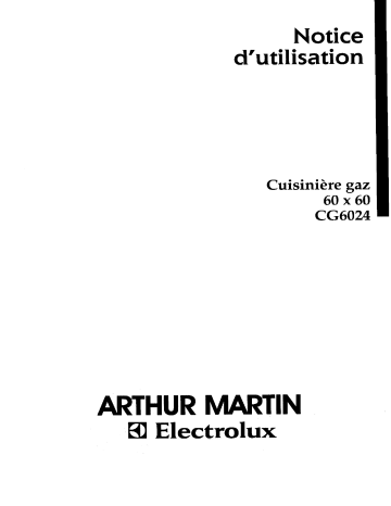 ARTHUR MARTIN ELECTROLUX CG6024W1 Manuel utilisateur | Fixfr