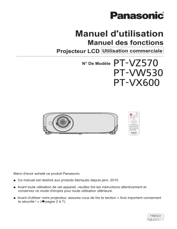 Manuel du propriétaire | Panasonic PT-VZ570 Manuel utilisateur | Fixfr