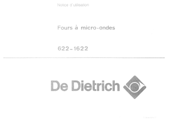 Manuel du propriétaire | De Dietrich 1622 Manuel utilisateur | Fixfr