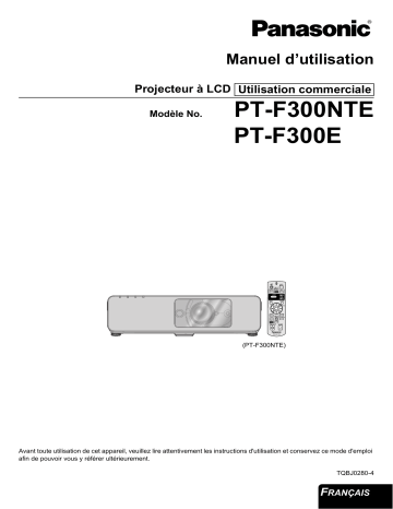 Manuel du propriétaire | Panasonic PT-F300NTE Manuel utilisateur | Fixfr