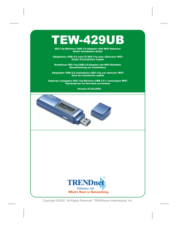 Trendnet TEW-429UB 54Mbps 802.11g Wireless USB 2.0 Adapter Manuel utilisateur | Fixfr