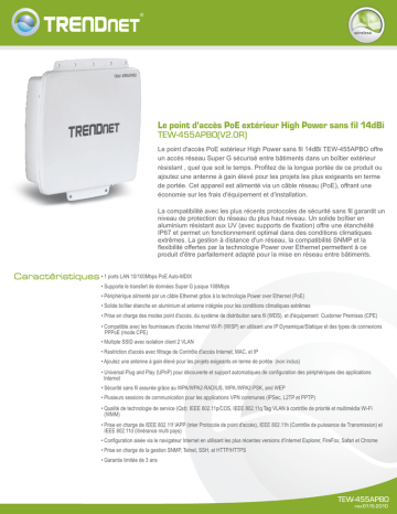 RB-TEW-455APBO | Trendnet TEW-455APBO 14dBi High Power Wireless Outdoor PoE Access Point Fiche technique | Fixfr