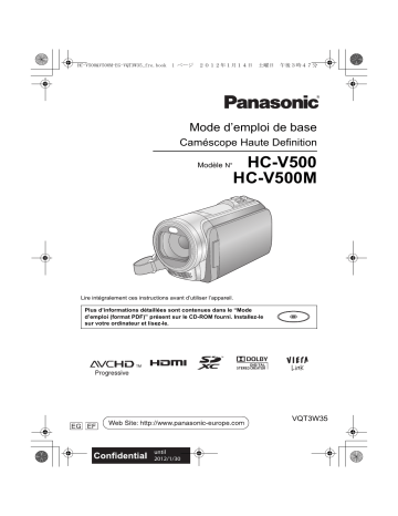 Panasonic HC V500M Mode d'emploi | Fixfr