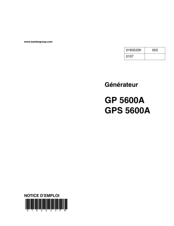 GP5600A | Wacker Neuson GPS5600A Portable Generator Manuel utilisateur | Fixfr