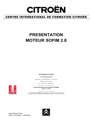 CITROEN Citroen SOFIM Engine Diesel 2.8D 2003 Manuel utilisateur | Fixfr
