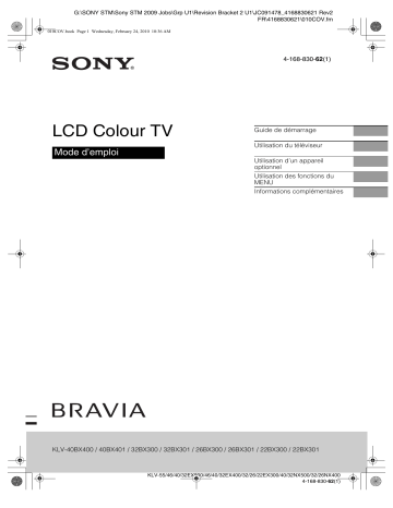 Manuel du propriétaire | Sony Bravia KLV-26BX300 Téléviseur LCD Manuel utilisateur | Fixfr