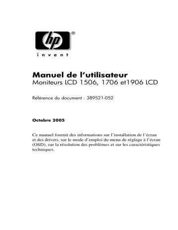 Manuel du propriétaire | HP COMPAQ 19 INCH FLAT PANEL MONITORS Manuel utilisateur | Fixfr
