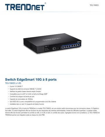 Trendnet RB-TEG-7080ES 8-Port 10G EdgeSmart Switch Fiche technique | Fixfr