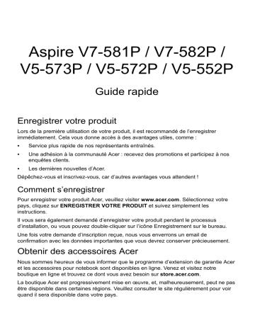 Manuel du propriétaire | Acer Aspire V5-572G Manuel utilisateur | Fixfr