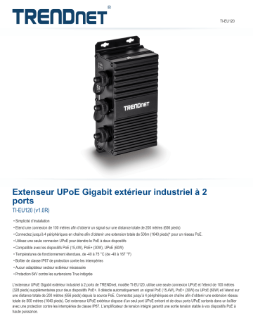 Trendnet RB-TI-EU120 2-Port Industrial Outdoor Gigabit UPoE Extender Fiche technique | Fixfr