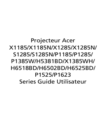 Manuel du propriétaire | Acer DLP H6502BD Manuel utilisateur | Fixfr
