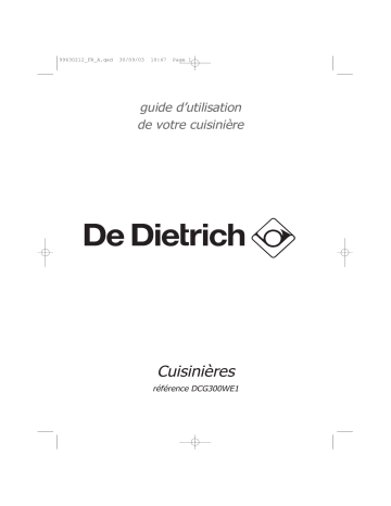 Manuel du propriétaire | De Dietrich DCG300WE1 Manuel utilisateur | Fixfr