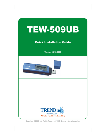 Trendnet TEW-509UB 54Mbps 802.11a/b/g Wireless USB 2.0 Adapter Manuel utilisateur | Fixfr
