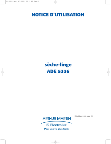 Manuel du propriétaire | ARTHUR MARTIN ADE 5336 & ADE5336 Manuel utilisateur | Fixfr