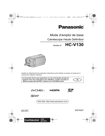 HC V130 | Mode d'emploi | Panasonic HCV130EF Operating instrustions | Fixfr