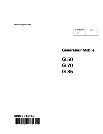 G50 | G70 | MGT2ED | MGT2E | MGT2S | MGT2SD | Wacker Neuson G85 Mobile Generator Manuel utilisateur | Fixfr