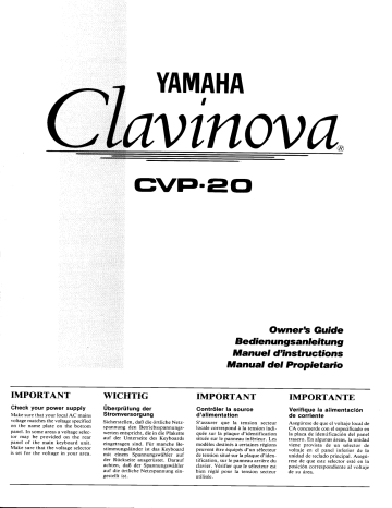 Manuel du propriétaire | Yamaha CVP-20 Manuel utilisateur | Fixfr