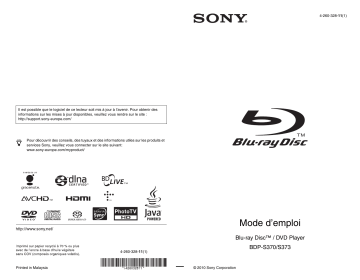 Manuel du propriétaire | Sony bdp s370 Manuel utilisateur | Fixfr