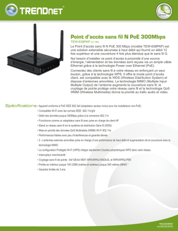 Trendnet RB-TEW-638PAP N300 Wireless PoE Access Point Fiche technique | Fixfr
