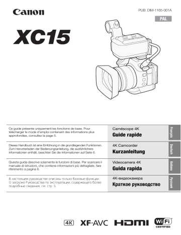 XC 15 | Mode d'emploi | Canon XC15 Manuel utilisateur | Fixfr