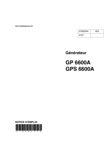 GPS6600A | Wacker Neuson GP6600A Portable Generator Manuel utilisateur | Fixfr