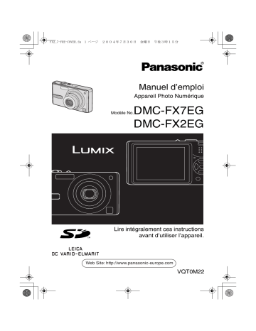 DMC FX2 EG | Panasonic DMC FX7 EG Mode d'emploi | Fixfr